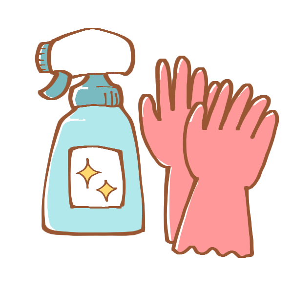 洗剤と手袋のイラスト